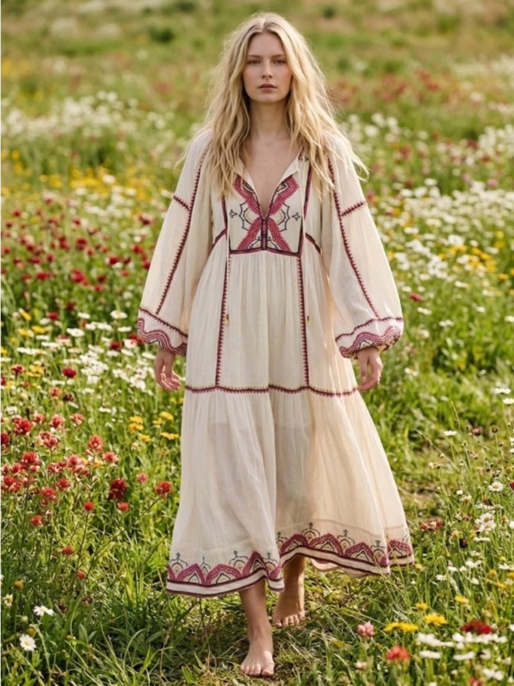 Free People Sweet Escape Embroidered Midi Dress Size Small